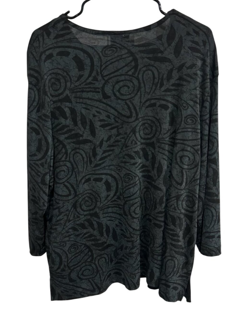 Leslie Fay Cardigan Tank Top Set Gray Black Plus Sz 2X Swirl Abstract Retro